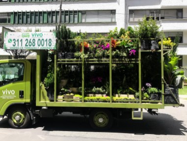 a flower/plant delivery truck.